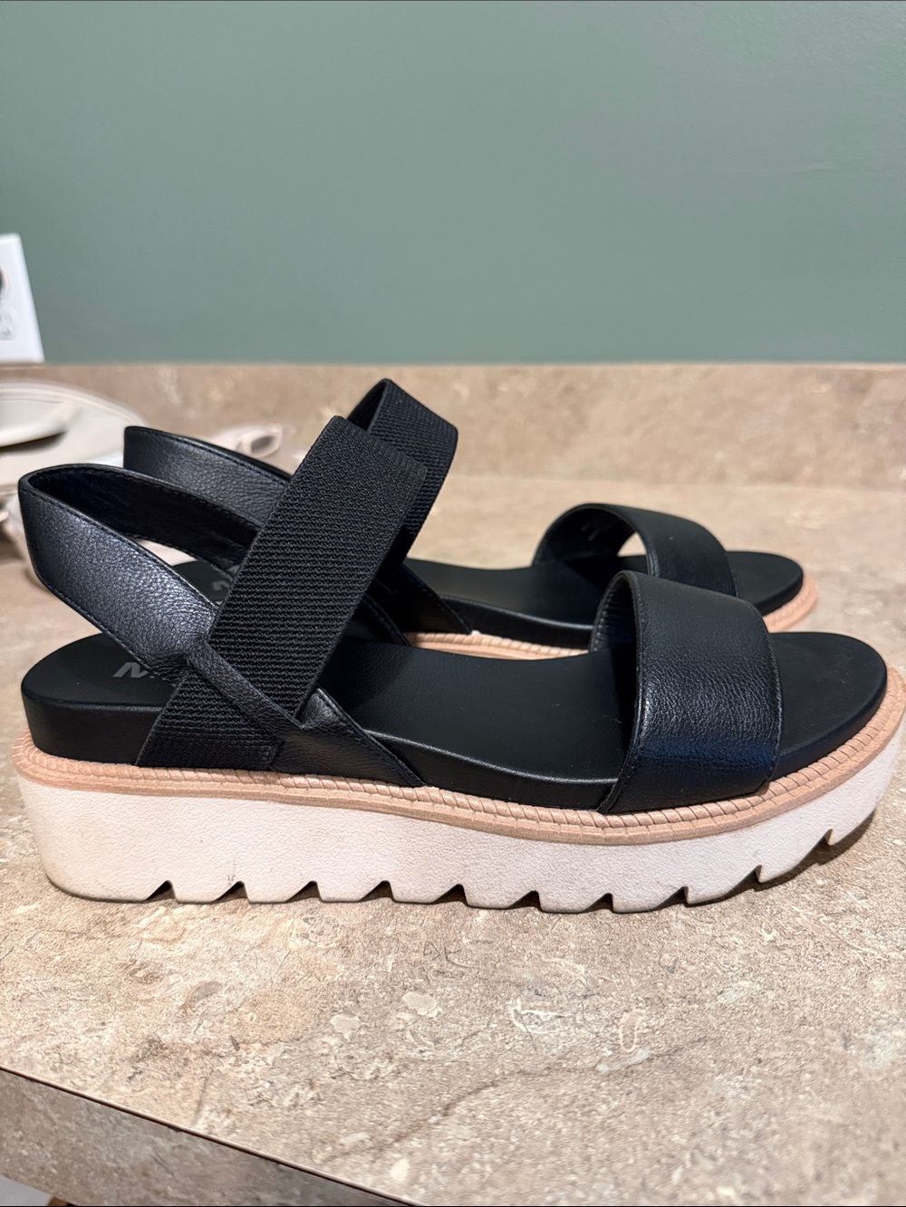 MIA Black and Beige Platform Sandals